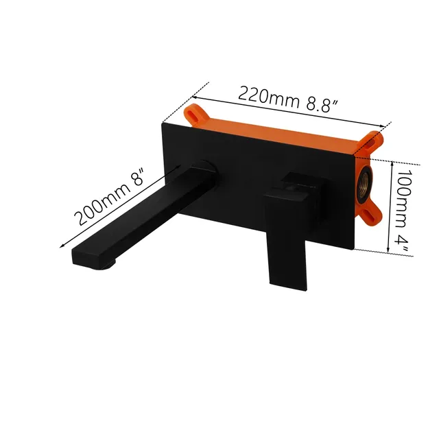 Robinet mural encastré lavabo noir mat laiton massif… – vue 5