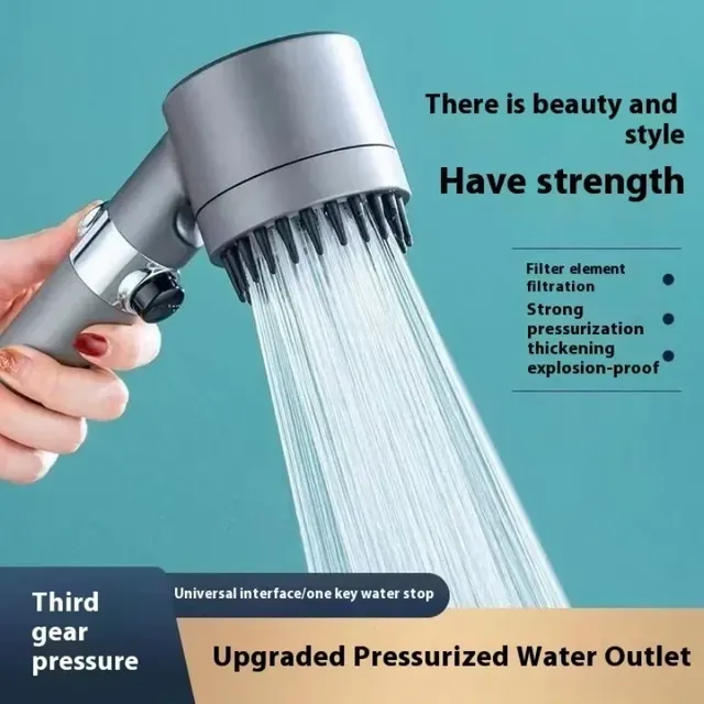 Pommeau douche main tête brosse silicone anthracite… – vue 6