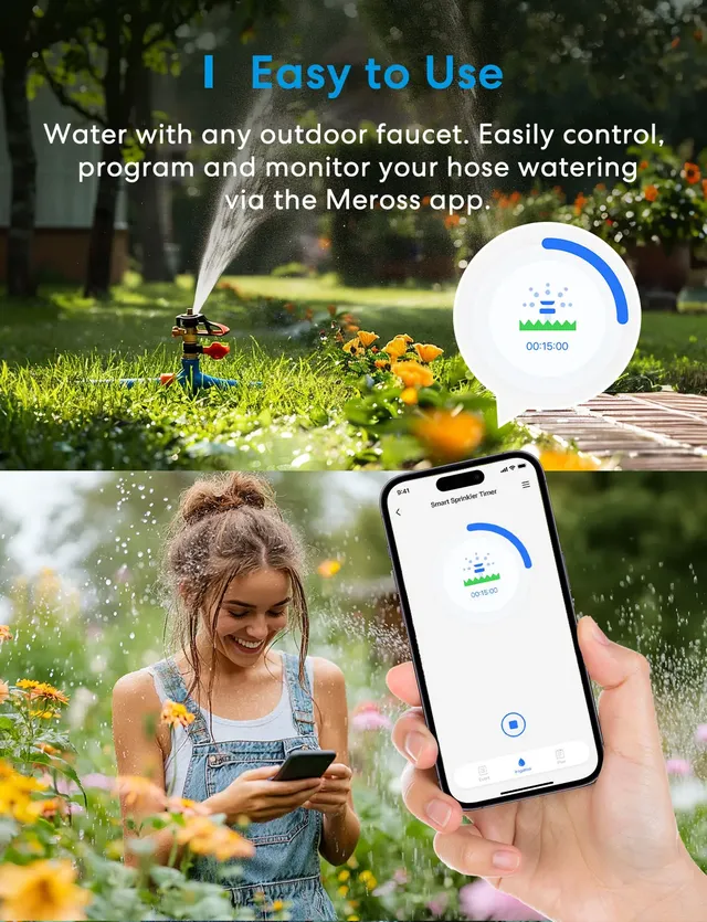 Minuterie arrosage intelligente Meross WiFi raccords… – vue 5