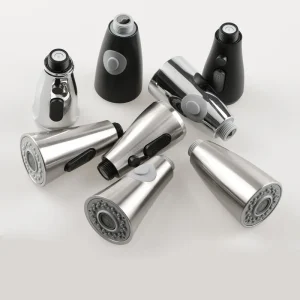 Robinet extractible pour évier de cuisine, noir, Chrome, accessoires, aération, pomme de douche, lavabo, bec anti-éclaboussures