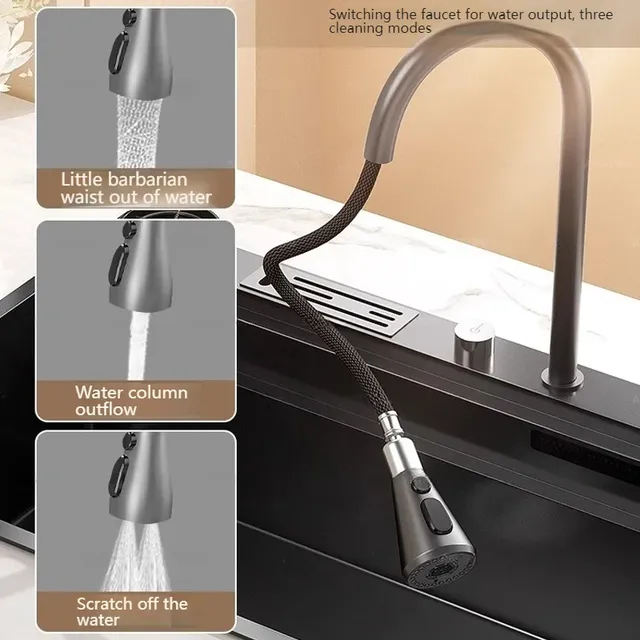 Évier de cuisine cascade en acier inoxydable – vue 2