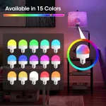 Ampoule intelligente LED Rechargeable E27, contrôle USB de la température de couleur, 15 niveaux de luminosité, fonction minuterie RGB avec télécommande