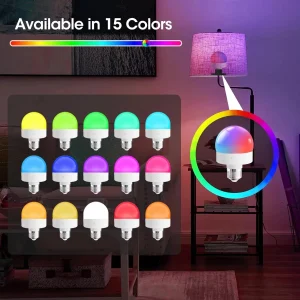 Ampoule intelligente LED Rechargeable E27, contrôle USB de la température de couleur, 15 niveaux de luminosité, fonction minuterie RGB avec télécommande