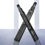 Rail de tiroir en acier noir à roulement à froid, tiroirs à 3 voies coulissants à trois sections, 8 à 22 pouces, rails coulissants à 3 voies pour meubles