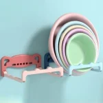 Support de douche mural pour salle de bain Non perforé, support de lavabo de rangement pliable