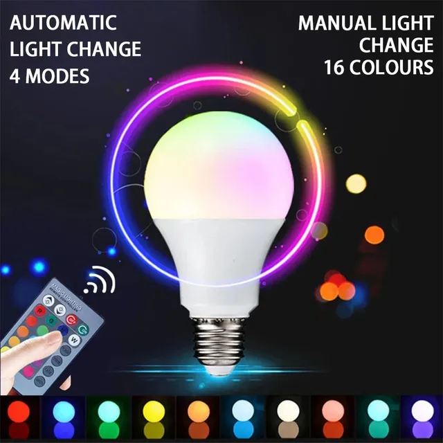 E27 lampe intelligente RGB LED ampoule télécommande… – vue 2