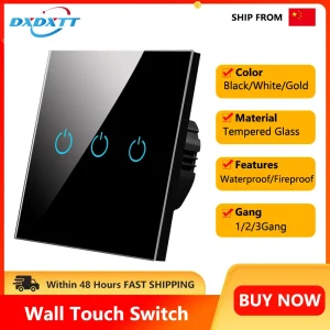 Interrupteur tactile norme ue interrupteur en verre cristal blanc 220v interrupteur 1 voie 1/2/3 Gang lampe applique murale capteur interrupteurs Interruptor2025