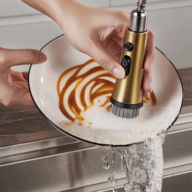 Robinet de cuisine de luxe en or brossé avec design… – vue 4
