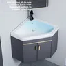 Meuble lavabo angle mural moderne gris anthracite vasque… – vue 3