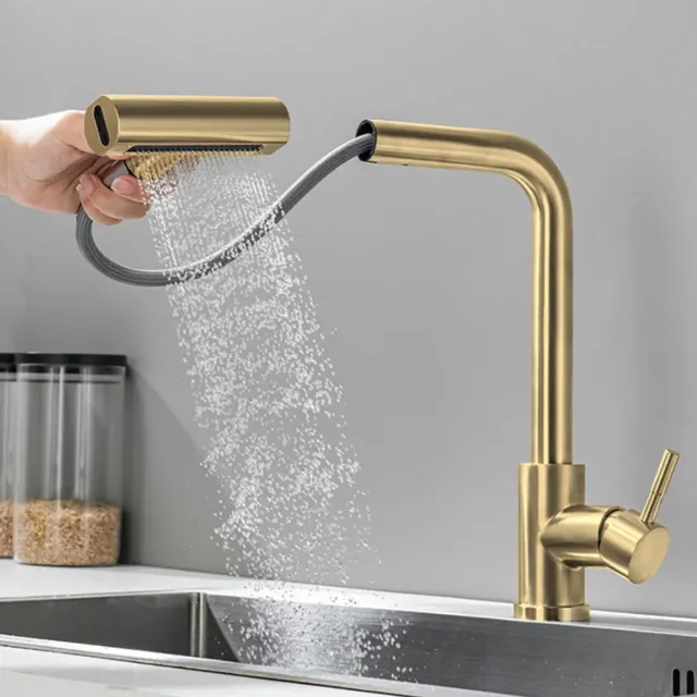 Robinet de cuisine en or brossé extractible cascade noir… – vue 2