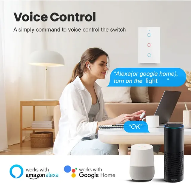 Tuya US WiFi interrupteur mural intelligent RF433 1/2/3… – vue 2