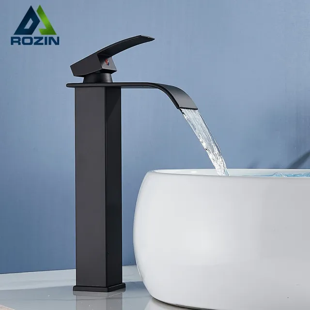 Rozin robinet de lavabo noir mat monté sur le pont grue… – vue 2