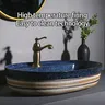 Vasque poser ovale porcelaine céramique émaillée bleu… – vue 2