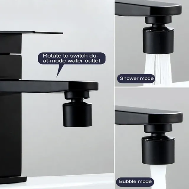 Nouveau Buse de robinet de lavabo noir 2 modes 360 °… – vue 4