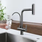 Robinet de cuisine moderne trois en un à double usage en acier inoxydable 304, purificateur d&rsquo;eau potable directe transfrontalière, caractéristiques chaudes et froides