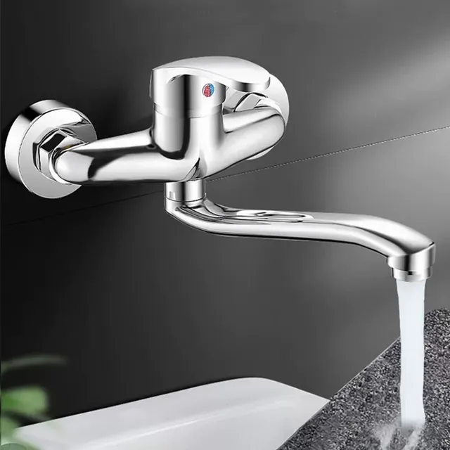 Robinet de lavabo mural à Double trous – vue 2