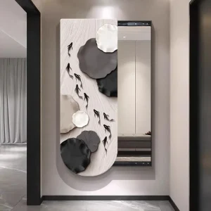Organisateur de miroir rectangulaire de salle de bains, miroir mural noir créatif, ornement de chambre à coucher, accessoires de meubles de maison