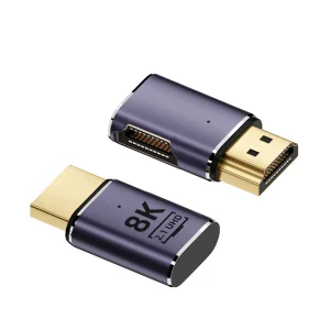 Adaptateur d’extension compatible HD 8K, prise 90 ° vers convertisseur femelle, coude 120, 4K, 2.1Hz, UHD, HDTV, PS4, PS5, ordinateur portable Adaptateur d’extension compatible HD 8K, prise 90 ° vers convertisseur femelle, coude 120, 4K, 2.1Hz, UHD, HDTV, PS4, PS5, ordinateur portable