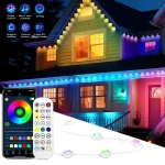 Cordes LED lumières extérieures permanentes avant-toit RGBIC intelligent lumière Bluetooth bricolage étanche synchronisation de musique pour fête vacances de noël
