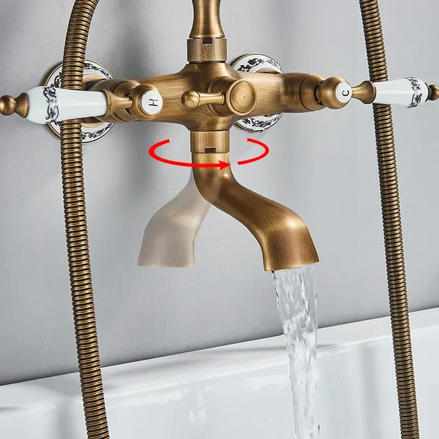 Robinet de douche en laiton antique pour baignoire – vue 7