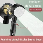 Pommeau de douche à main haute pression pour salle de bain, pulvérisation d&rsquo;économie d&rsquo;eau réglable pressurisée, affichage numérique de la température LED