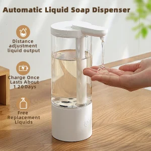 Distributeur automatique de savon liquide de cuisine, 500ml, Rechargeable par USB, sans contact, pour les mains, détergent de grande capacité, distributeur de salle de bains Distributeur automatique de savon liquide de cuisine, 500ml, Rechargeable par USB, sans contact, pour les mains, détergent de grande capacité, distributeur de salle de bains