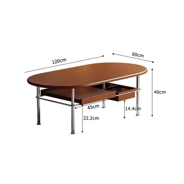 Table basse ovale noyer brun chaud plateau arrondi… – vue 2