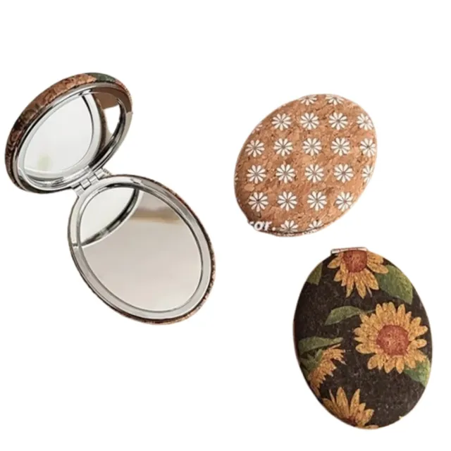 Miroir poche ovale compact coque liège imprimé vintage… – vue 6