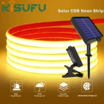 Bandes néon COB à énergie solaire, étanche IP68, 12V, 320 diodes/M, avec télécommande, éclairage linéaire 3000K 4500K 6000K, 1-5M