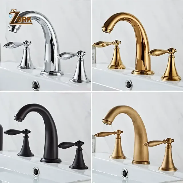 Mitigeur lavabo trois trous pont monté double poignées… – vue 2