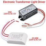 transformateur 220v 12v Transformateur électronique AC 220V à AC 12V, convertisseur de tension 20-60W, alimentation intelligente, pilote de lumière halogène