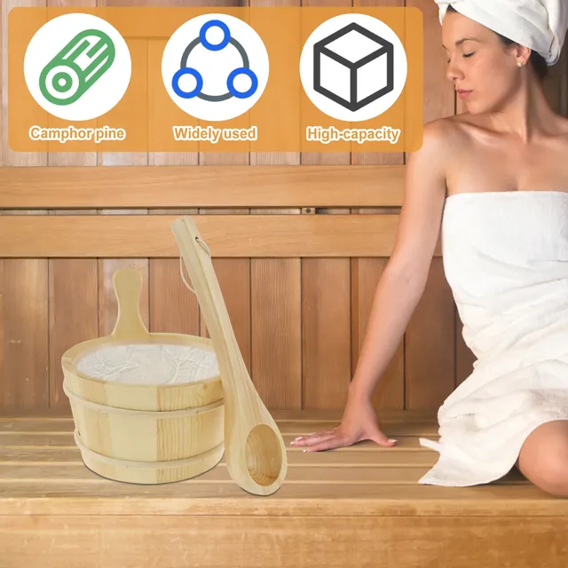 Seau sauna bois pin camphre naturel clair finition brute… – vue 2