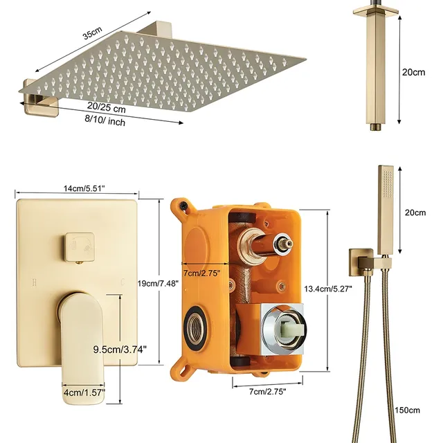 Robinet de douche doré brossé – vue 6