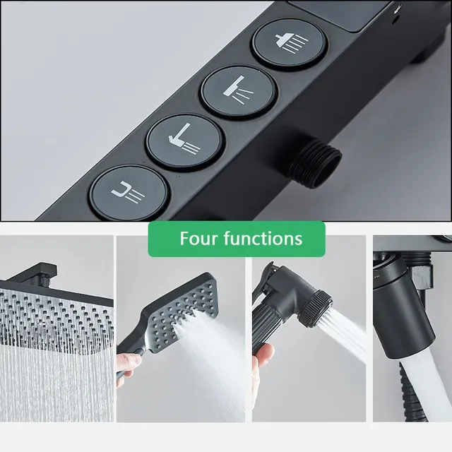 Colonne douche murale thermostatique noir mat or… – vue 3