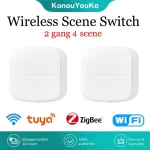 Tuya Zigbee WiFi commutateur intelligent bouton poussoir 2 gangs 4 scène sans fil scénario commutateur maison intelligente télécommande automatisation résidentielle