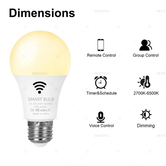 Smart Life Tuya WiFi E27 ampoule LED lumières App… – vue 2