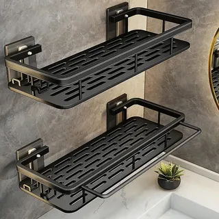 Étagère murale aluminium double niveau noir mat design moderne épuré…