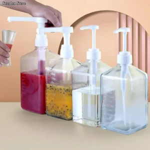 Distributeur de liquide avec échelle, café, sirop, équation, goutte à goutte, bouteille avec pompe hydraulique, tête de buse, cuisine, pot de miel, récipient, 1pc