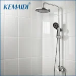 KEMAIDI ensemble de robinets de douche de salle de bains avec pomme de douche à effet de pluie système de douche de bain fini chromé avec pulvérisateur de douchette à main