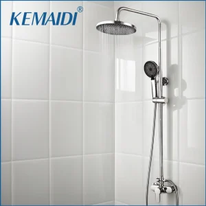 KEMAIDI ensemble de robinets de douche de salle de bains avec pomme de douche à effet de pluie système de douche de bain fini chromé avec pulvérisateur de douchette à main KEMAIDI ensemble de robinets de douche de salle de bains avec pomme de douche à effet de pluie système de douche de bain fini chromé avec pulvérisateur de douchette à main