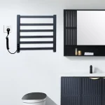 Chauffe-serviettes électrique en acier inoxydable 304, fibre de carbone, rail de sèche-linge T1, thermostat de température, minuterie, 6 barres