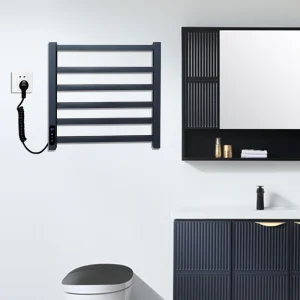 Chauffe-serviettes électrique en acier inoxydable 304, fibre de carbone, rail de sèche-linge T1, thermostat de température, minuterie, 6 barres