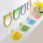 Jardin d&rsquo;enfants couleur céramique enfants carré sous comptoir éviers école lavabo petit lavabo de dessin animé intégré avec robinet