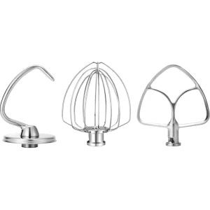 Accessoires en acier inoxydable pour batteur sur socle à tête inclinable KitchenAid 4,5-5 Qt, comprend un fouet à 6 fils, un batteur plat, un crochet à pâte