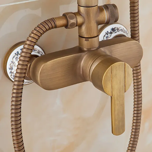 Pommeau de douche mural en laiton antique – vue 3
