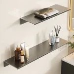 Accessoires de salle de bain  Espace Aluminium  Noir  Étagères de salle de bain  Cuisine  Étagère murale  Douche  Support de stockage  30-50 cm  Salon  Organisateur