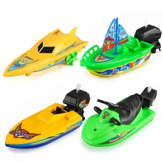 Jouet de bain de bateau rapide à remonter pour enfants