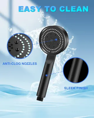 Douchette ronde noir mat ABS buses silicone anticalcaire haute…