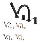 Ensemble de robinets de baignoire en laiton, de luxe, de qualité supérieure, 4 trous, 2 poignées, salle de bain, douche, design populaire, eau chaude et froide en cuivre