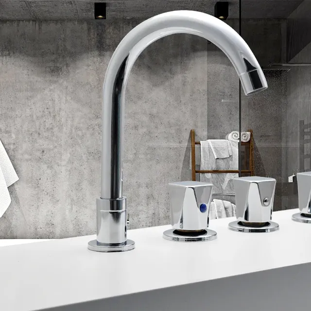 Mitigeur cascade bec plat large chromé poli laiton… – vue 6